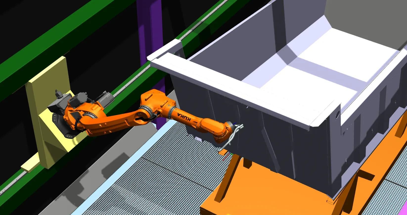 Роботизированный дробеструйный комплекс KUKA KR50 на линейных направляющих